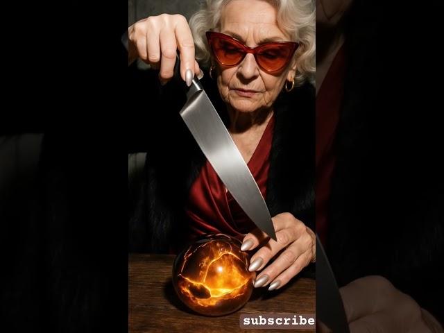 ASMR Granny Slices Obsidian Sphere #asmr #obsidian #asmrsounds #asmrvideo #relaxing #shortsfeed