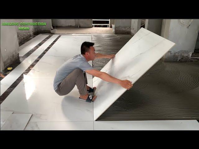 Professional Living Room Floor Construction Techniques Using Large Size Ceramic Tiles 120 x 120cm