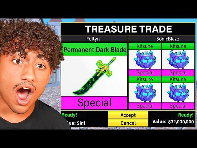 Trading PERMANENT DARK BLADE For 24 HOURS.. (Blox Fruits)