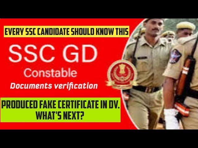 SSC GD: Fake Certificate Submitted in Document Verification!What's Next?All Should Know#sscgd#ssc