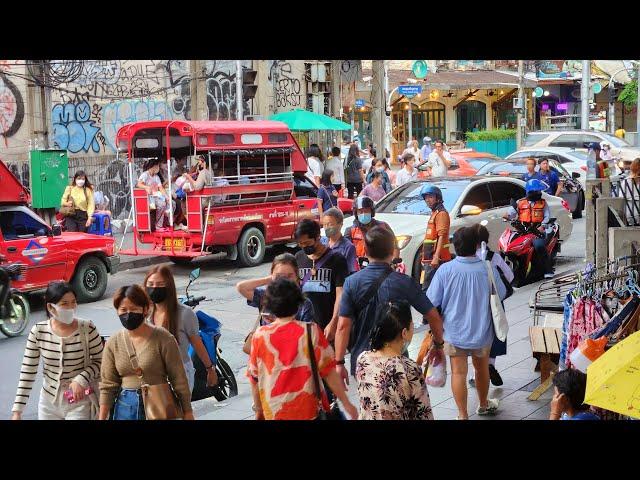 [4K UHD] Walking around Sathorn Pier & Saphan Taksin Station in Bangrak Area, Bangkok