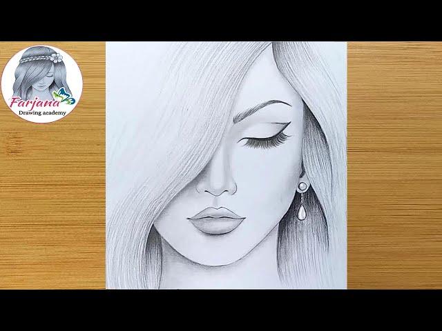 How to draw a girl step by step / Pencil Sketch drawing