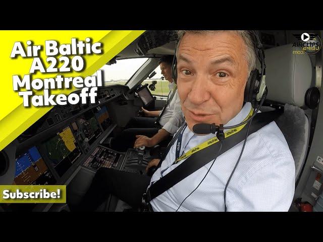 OUR FAVOURITE Split-Screen! Air Baltic A220 Montreal Takeoff for Delivery Flight!  [AirClips]