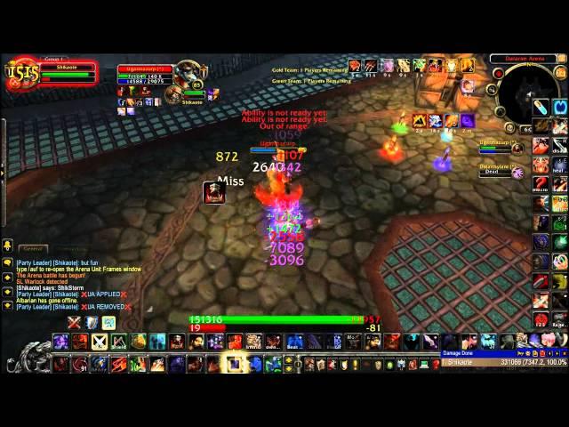  Shikaote - 1vs2 Arena Fury Warrior PVP MoP Cataclysm 85 World of Warcraft 4.3