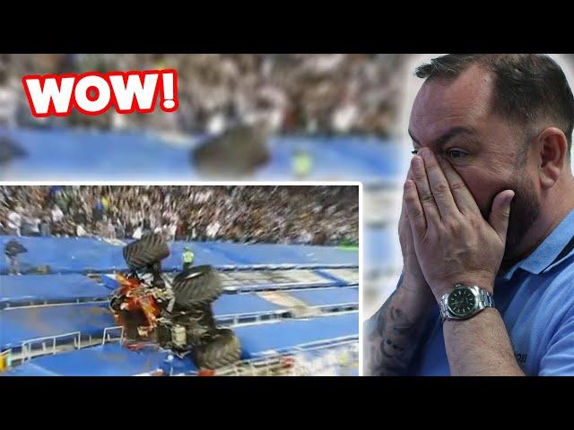 BRITS React to Monster Jam Insane Crashes!