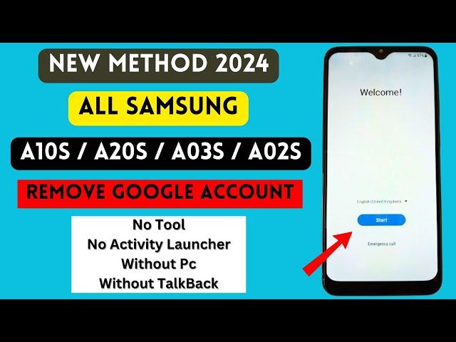 All Samsung A10s/A20s/A03s/A02s FRP UnlockGoogle Account Bypass 2024 | Without Pc - New Method