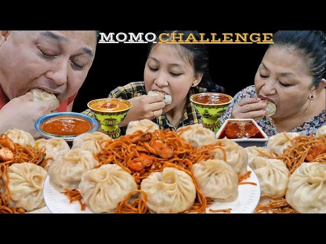 MOMO CHOWMEIN CHALLENGE DAD, MOM & DAUGHTER