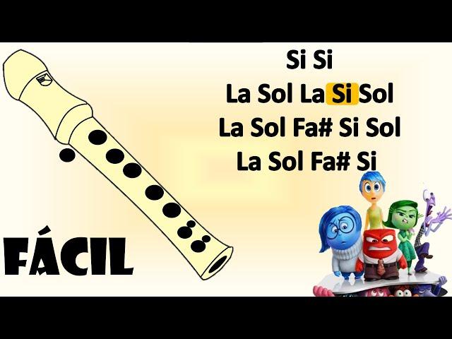 _ Intensamente _  flauta dulce fácil, tutorial con animación, canción fácil