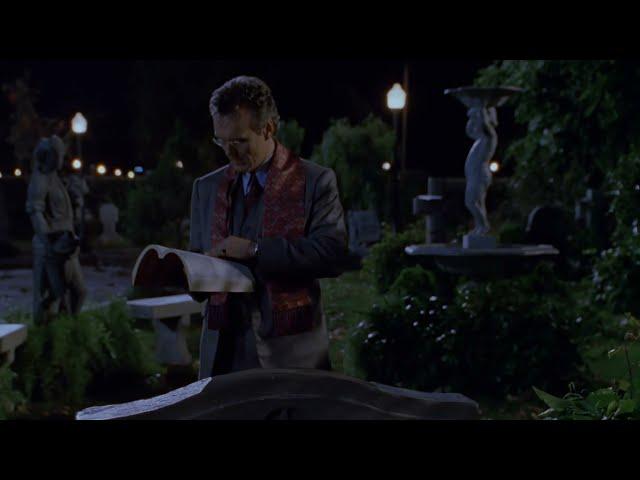 Buffy & Giles studying for the SATs at  the graveyard