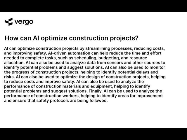 AI for Construction Optimization