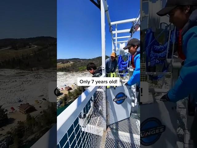 Ice Cold Kids jumping of crazy height  #adventure #bungee
