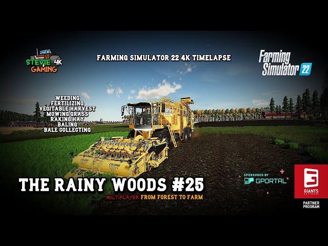 The Rainy Woods/#25/Weeding/Fertilizing/Vegitable harvesting/Making Hay Bales/FS22 4K timelapse