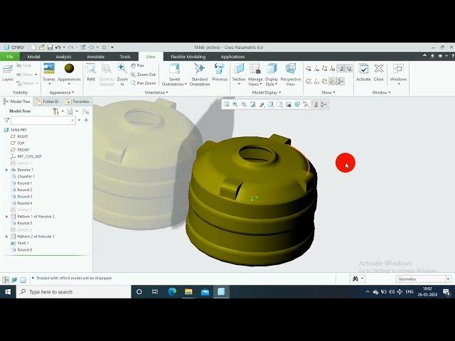 Water Tank Design in Creo | 3D modelling In Creo parametric