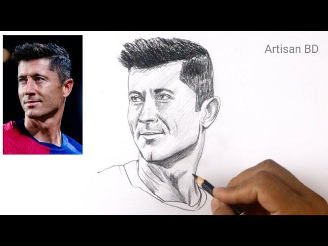 How To Draw Robert Lewandowski | Easy Portrait Drawing