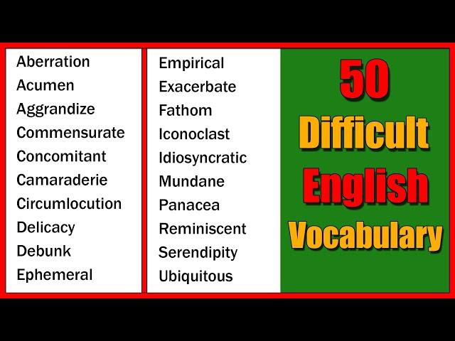 50 Most Difficult and Advanced Vocabulary in English | C2 Level English