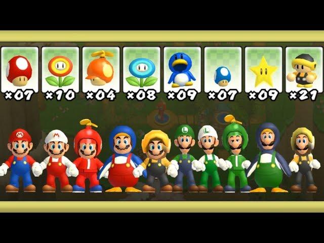 Newer Super Mario Bros Wii - All Power-Ups (2 Players)