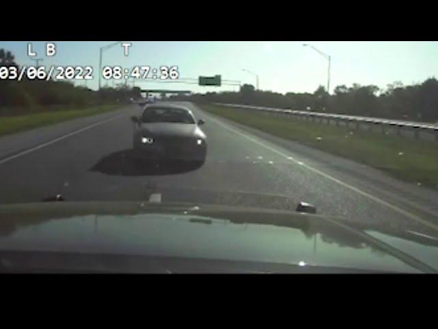 Heroic veteran trooper stops wrong-way driver with her own vehicle