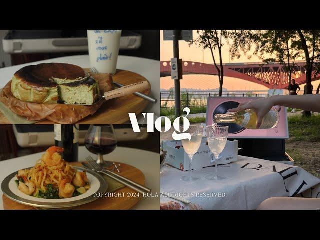 Korean life vlog. Han River camping. Aesthetic cooking and baking. What I eat in a day