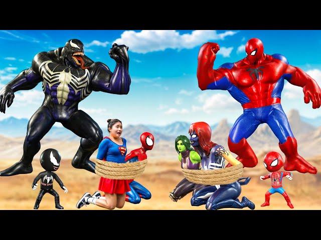 Rescue SUPERHERO Family TEAM SPIDERMAN vs TEAM HULK, SUPER-GIRL, SUPERMAN | LIVE ACTION STORY