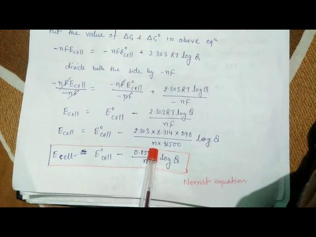 Nernst Equation and it's application