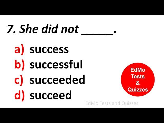 GRAMMAR QUIZ. Test your knowledge of ENGLISH GRAMMAR.