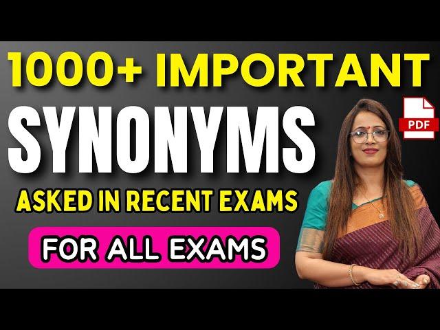 1000+ Important Questions of Synonyms For SSC CGL & All Upcoming Exams | Vocab | By Rani Ma'am