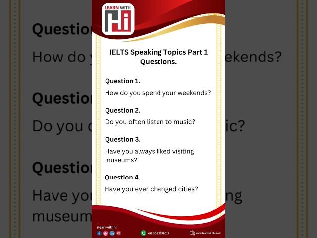 IELTS speaking Questions Part 1 Learn With Hi. #shorts