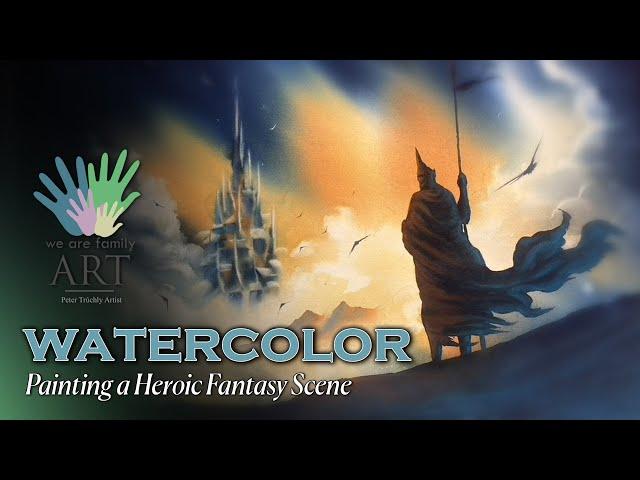 How to paint fantasy watercolor landscape illustration