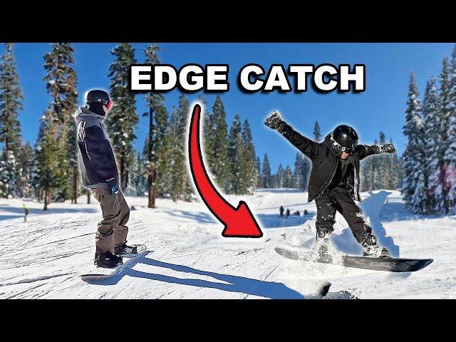 Teaching a Beginner Snowboarder to Stop Catching an Edge