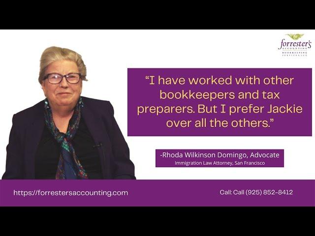 Rhoda Wilkinson Domingo's Testimonial for Jackie Forrester's Accounting  and Bookkeeping Services