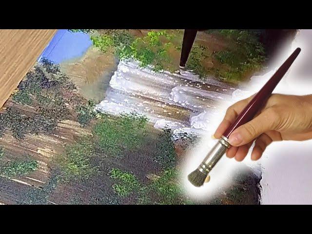 A day at the waterfall / How to paint a landscape step by step / Acrylic Painting for beginners