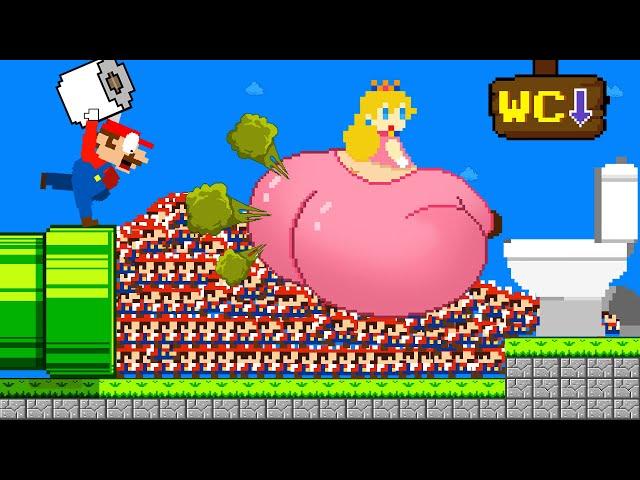 Super Mario Bros. but 999 Tiny Mario take Peach Giant BUTT to Toilet | Game Animation