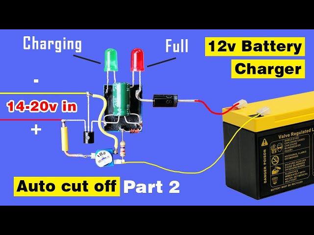 Auto cut off 12v Battery charger circuit using Relay, Simple 12 volt Battery Charger