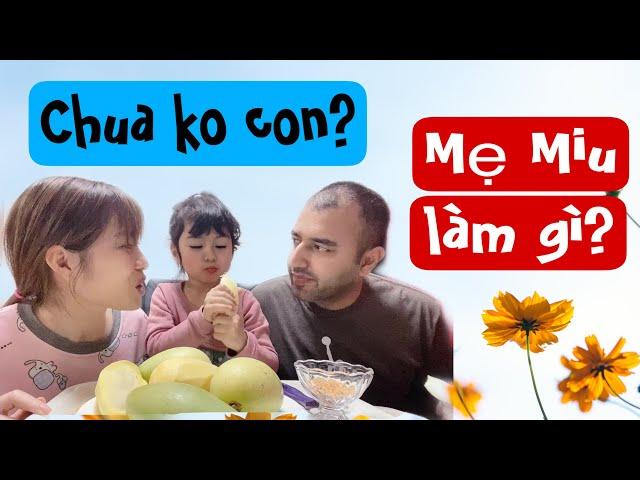 #123Troll bố con Miu sún ăn đĩa xoài chua té lét Tiết lộ công việc của mẹ Miu