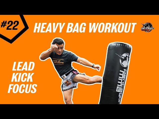 How to improve your left kick in Kickboxing and Muay Thai Heavy Bag Workout -- Class #22