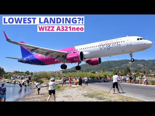 NEW LOWEST LANDING? Wizzair Airbus A321neo Landing at Skiathos Airport | JSI Plane Spotting [4K]