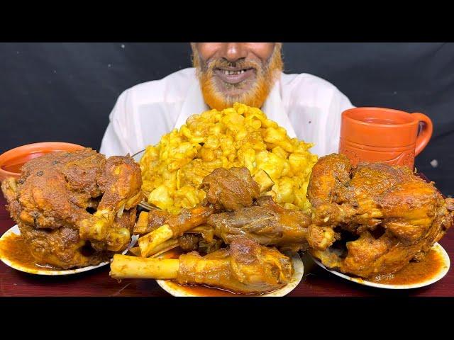 ASMR Spicy Two Whole Chicken Roast, Mutton Nalli Curry, Mutton Fat Curry with Rice Eating Show