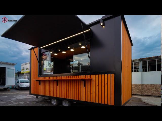 Food & Coffee trailer: BOX black with wooden details [L size]