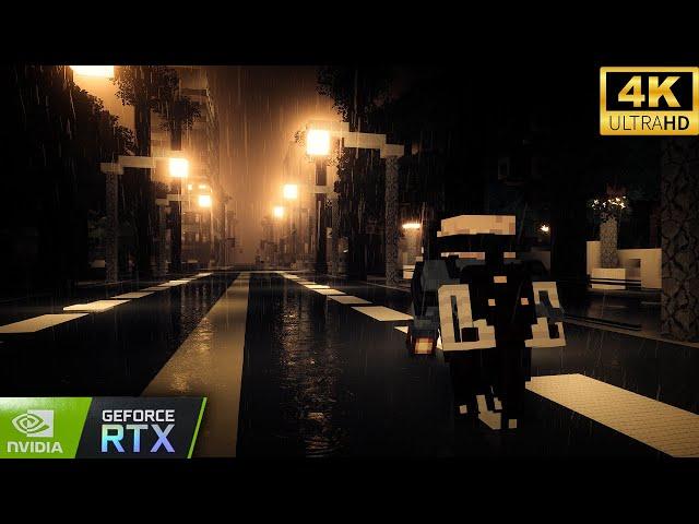 ULTRA REALISTIC MINECRAFT | City Walk During Thunder Storm | RTX 4080 + AMD 7950X3D [4K60]