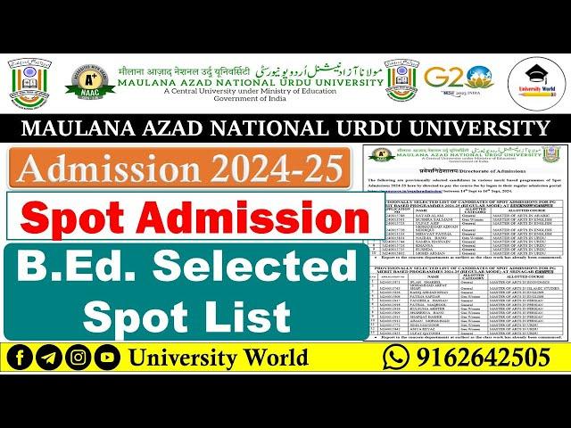 Manuu B.Ed. Spot Admission List 2024 @UniversityWorld