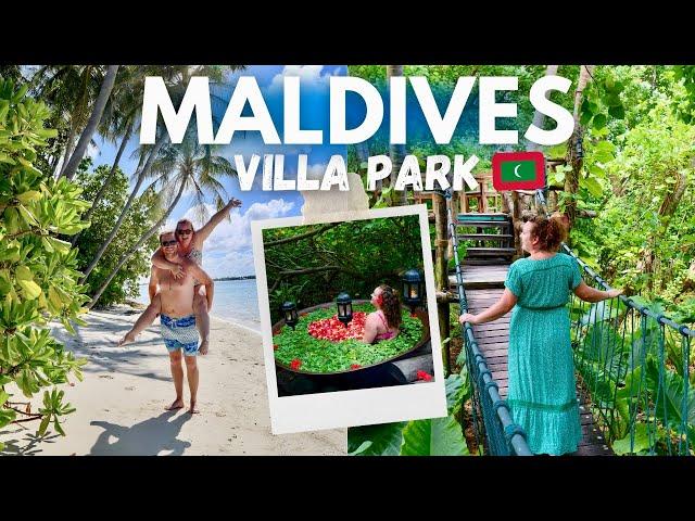 MALDIVES VLOG!  VILLA PARK  Deluxe Beach Pool Villa, Jungle Lunch,  Sunset Beach Bar & Best Spa 