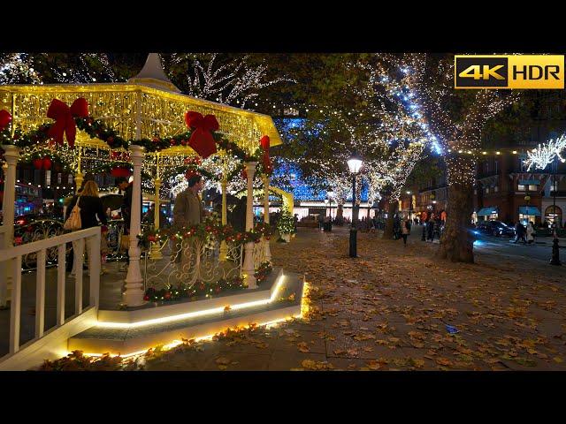 London's Posh Christmas Lights - 2024  Walk from Harrods to Kings Road - Chelsea [4K HDR]