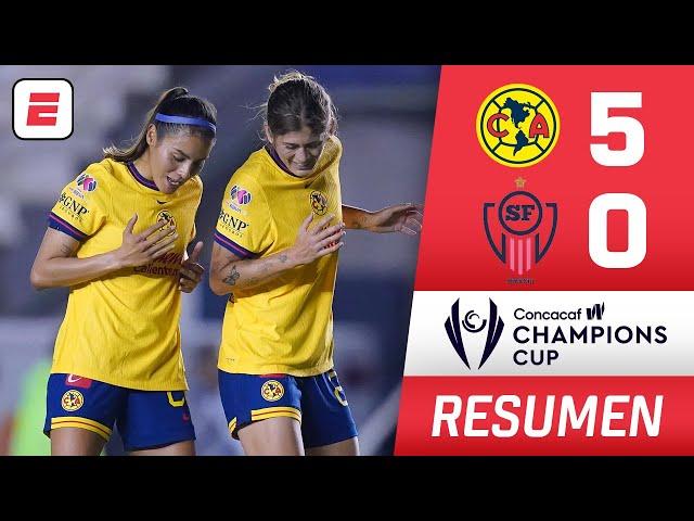 AMÉRICA NO PERDONÓ y GOLEÓ por 5-0 a SANTA FÉ. Doblete de Kiana Palacios | CONCACAF W CHAMPIONS CUP