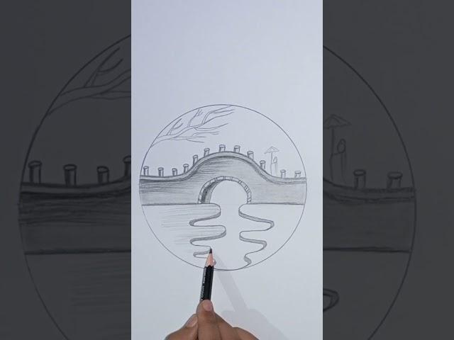 How to Draw Japanese Girl   Crossing a Bridge #trending #art #easydrawing #ytshort