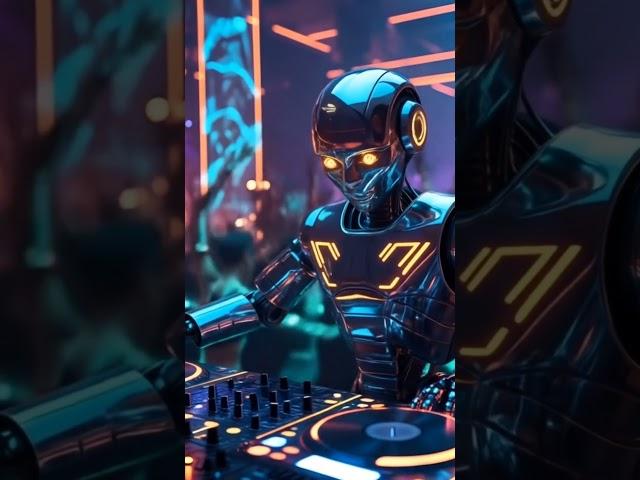  Neon Nights with Robot DJ | Futuristic Club Vibes & EDM Drop  #futureframeai #aishorts #robotics