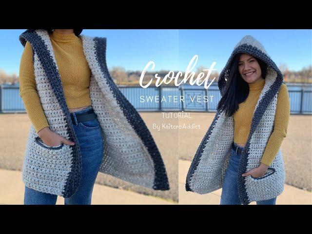 Crochet Vest Tutorial | Crochet Sweater Vest With Hood / Crochet Vest With Buttons