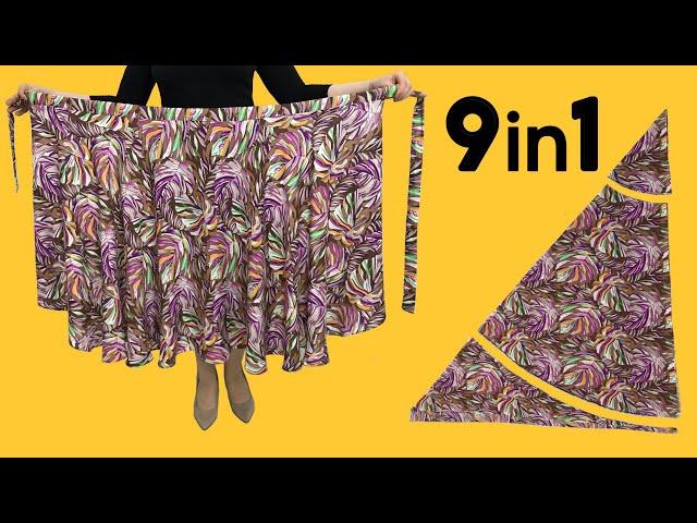 Cut in 5 Minutes! Wear in 9 Different Styles! As blouse, dress! Very Easy Wrap Skirt Sewing