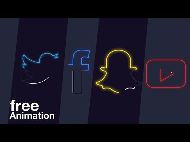 Neon social media icons Free Animation - Adobe After Effects