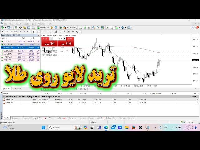 ترید لایو روی چارت طلا