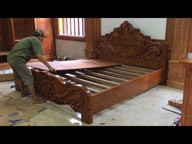 How To Build A King Size Bed With Extremely Wonderful Carved Wood Details // Woodworking Project!